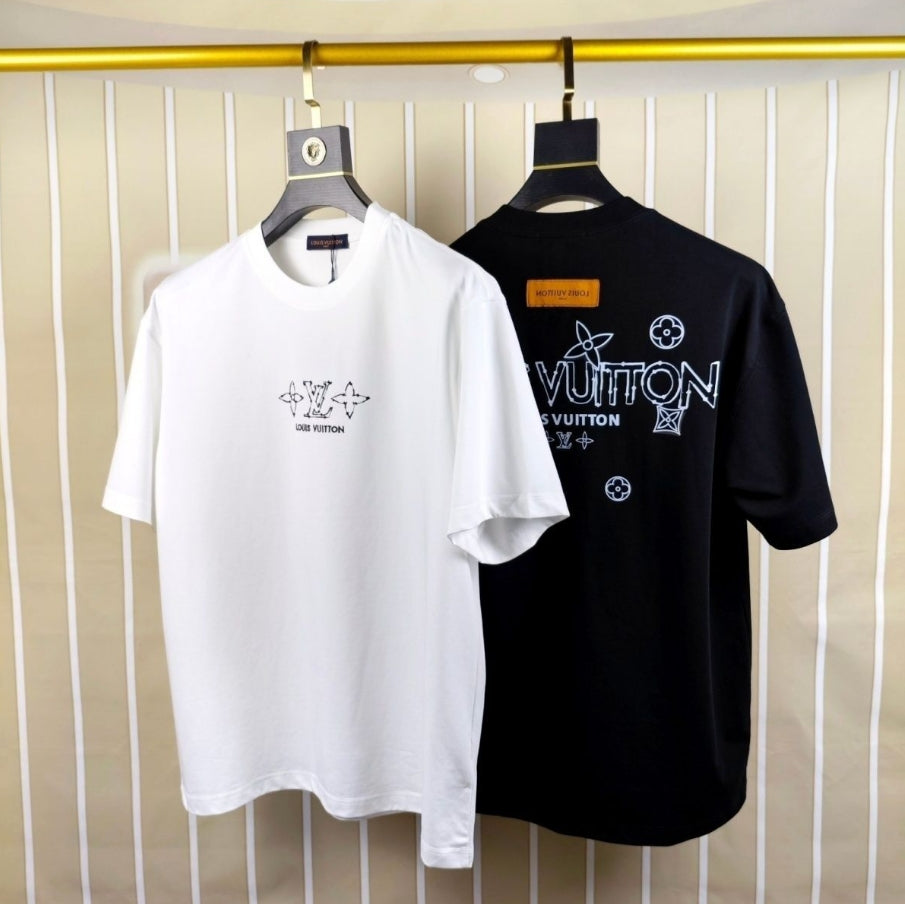 Double-sided embroidered cotton T-shirt