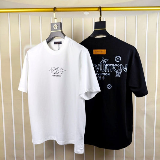 Double-sided embroidered cotton T-shirt