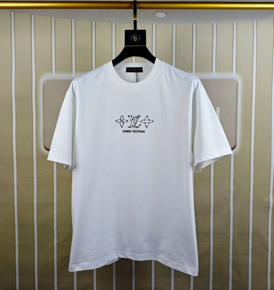 Double-sided embroidered cotton T-shirt