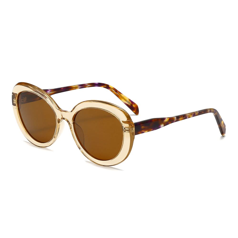 Round Retro Cat-Eye Tinted Sunglasses