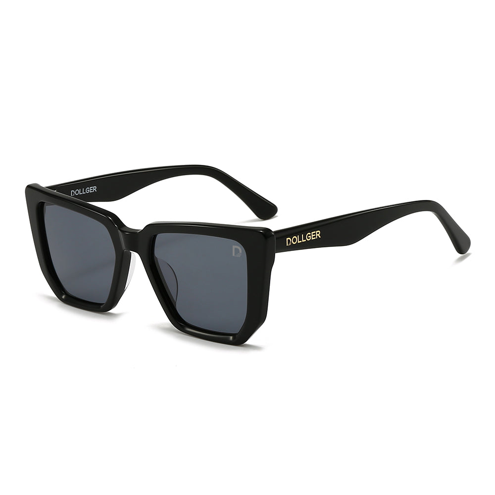 Dollger Black-Clear Hipster Acetate Square Tinted Sunglasses