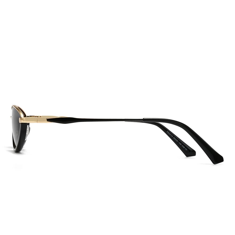 Dollger Semi-Rimless Oval Black Frame Sunglasses