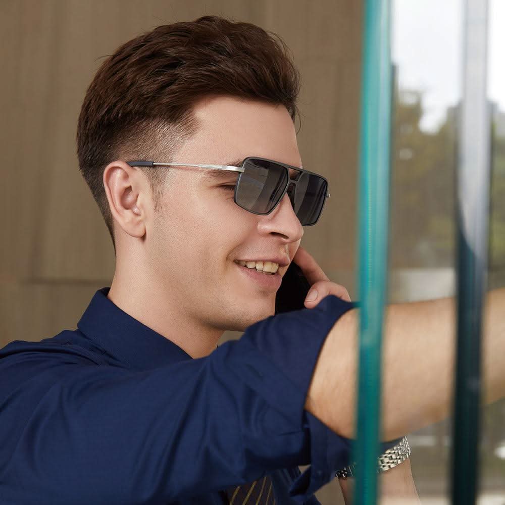 Dollger Titanium Frame Square Aviator Sunglasses