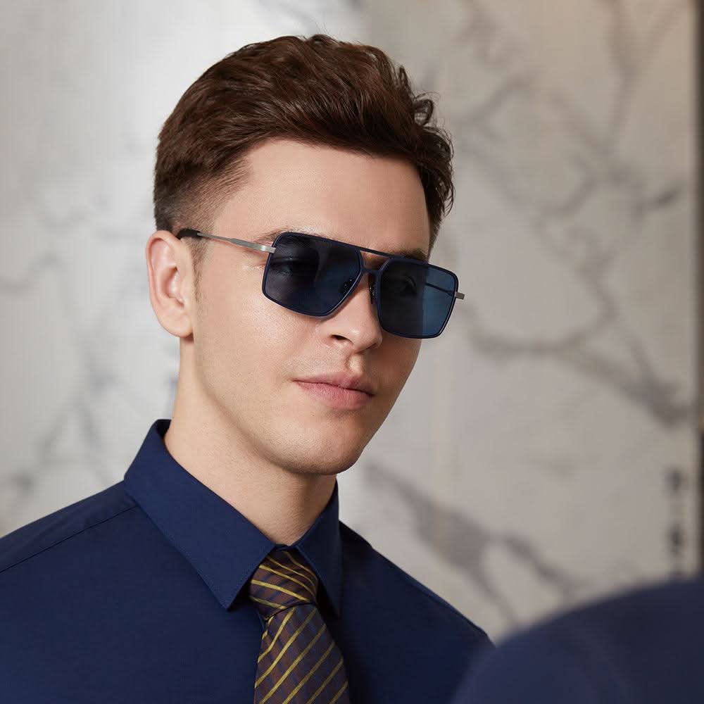 Dollger Titanium Frame Square Aviator Sunglasses