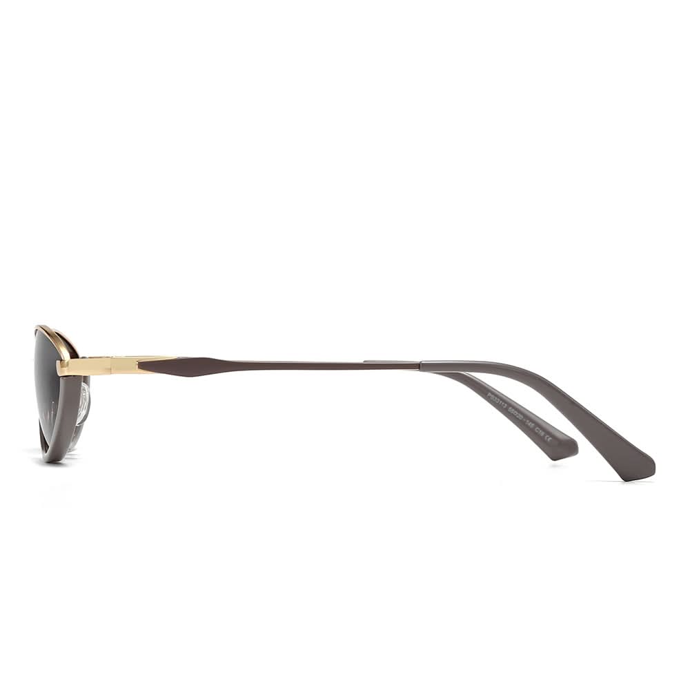 Dollger Semi-Rimless Oval Black Frame Sunglasses