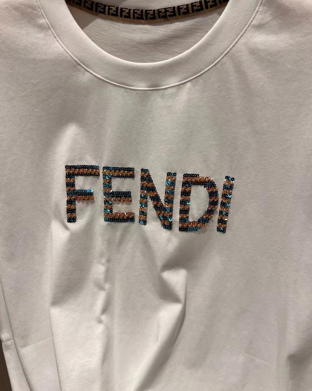 SEQUINED COTTON T-SHIRT