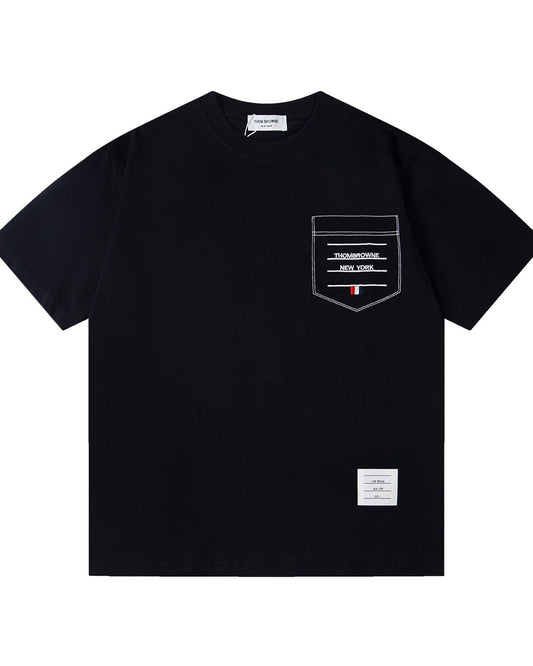 Embroidered pocket cotton T-shirt