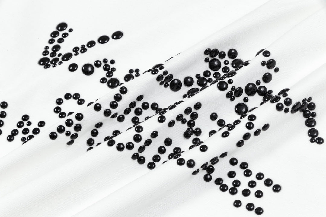 Pearl embroidered cotton T-shirt