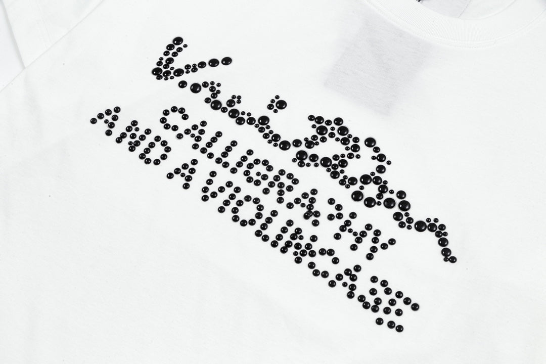 Pearl embroidered cotton T-shirt