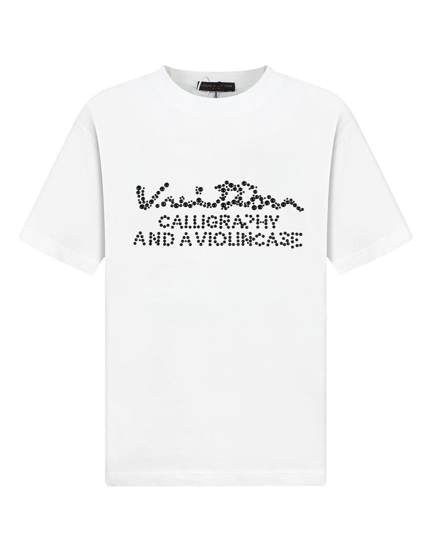 Pearl embroidered cotton T-shirt