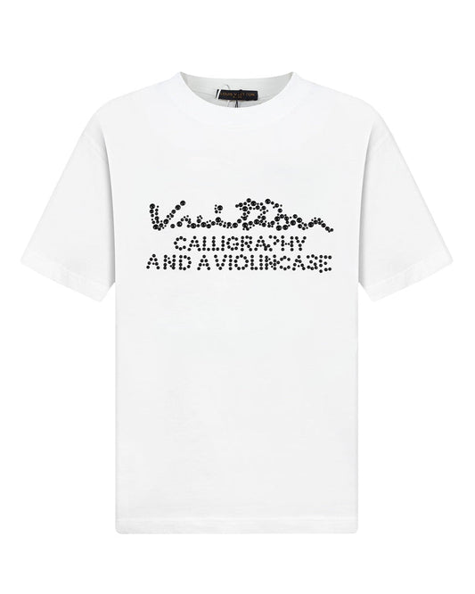 Pearl embroidered cotton T-shirt