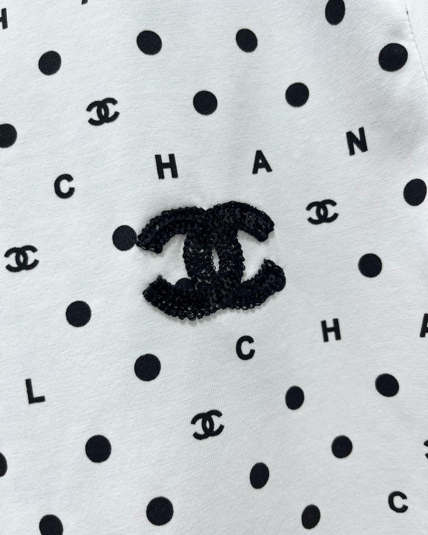 White Polka Dot Sequined T-Shirt