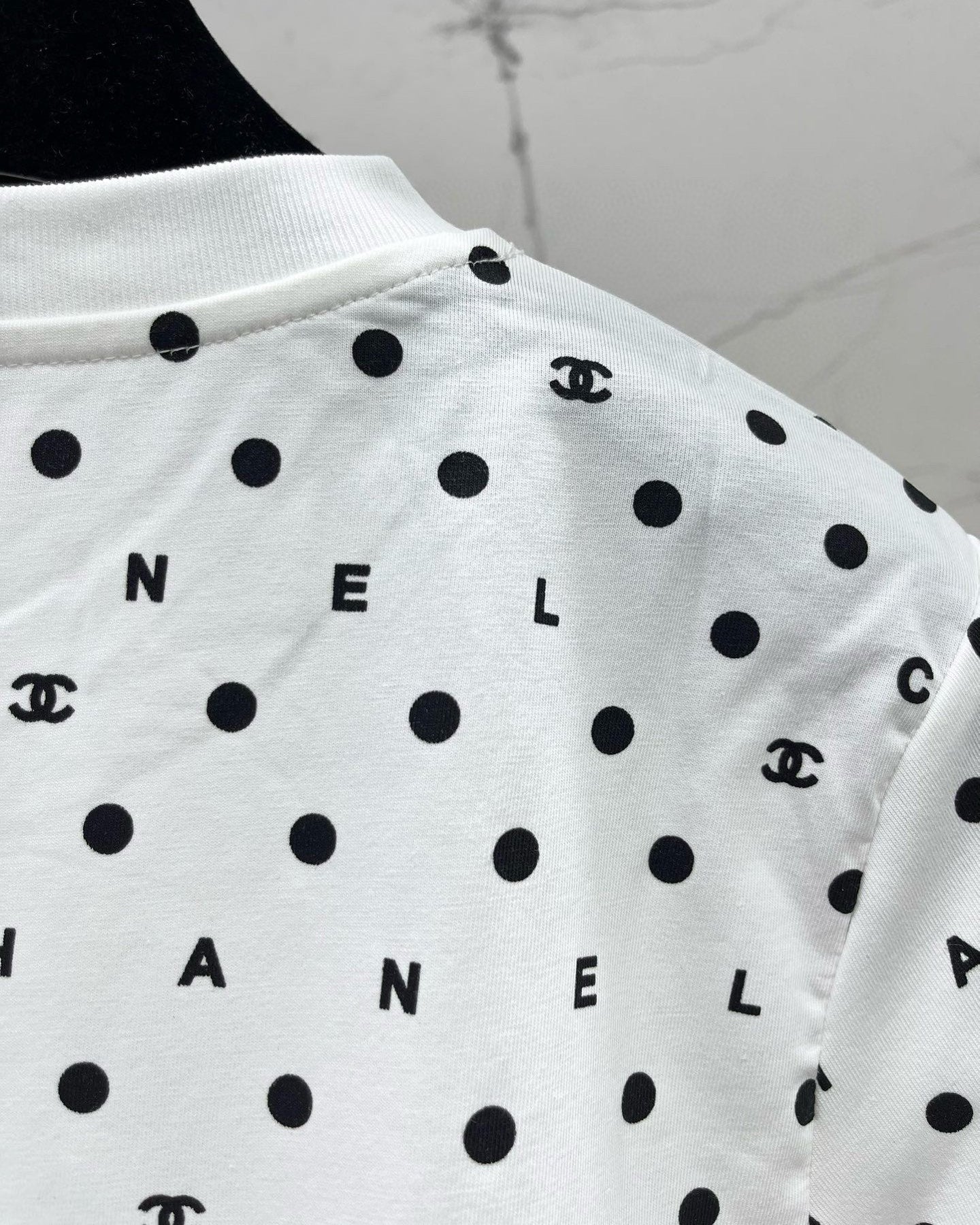 White Polka Dot Sequined T-Shirt