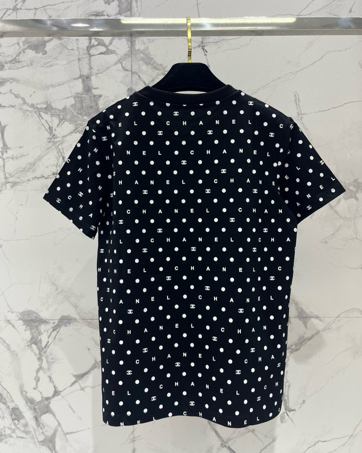 Black Polka Dot Sequined T-Shirt