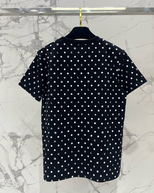 Black Polka Dot Sequined T-Shirt